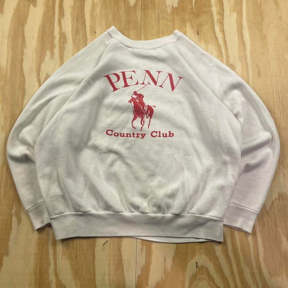 Vintage 1980’s Penn Country Club Cream And Red Sweatshirt - Men's L